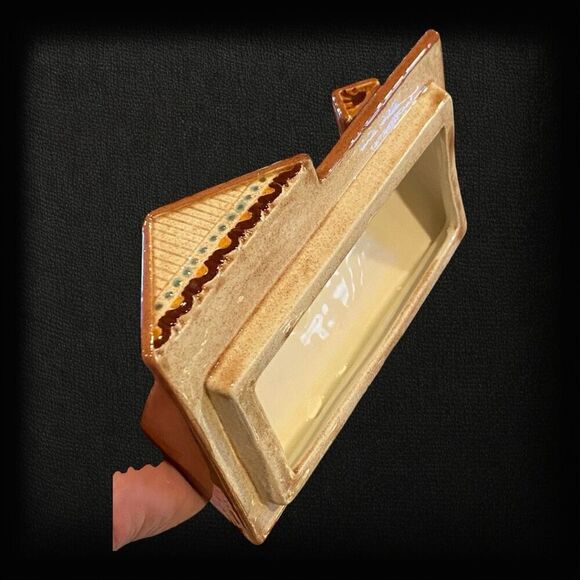 VTG VICTORIAN HOUSE COOKIE JAR 2 STORY SAN FRANCISCO STYLE CERAMIC BROWN 9” - Picture 4 of 8